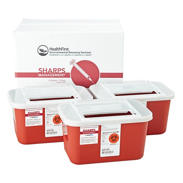 Mailer System Sharps Sharps Management 1gal Small Plastic Red/White 3/Pk